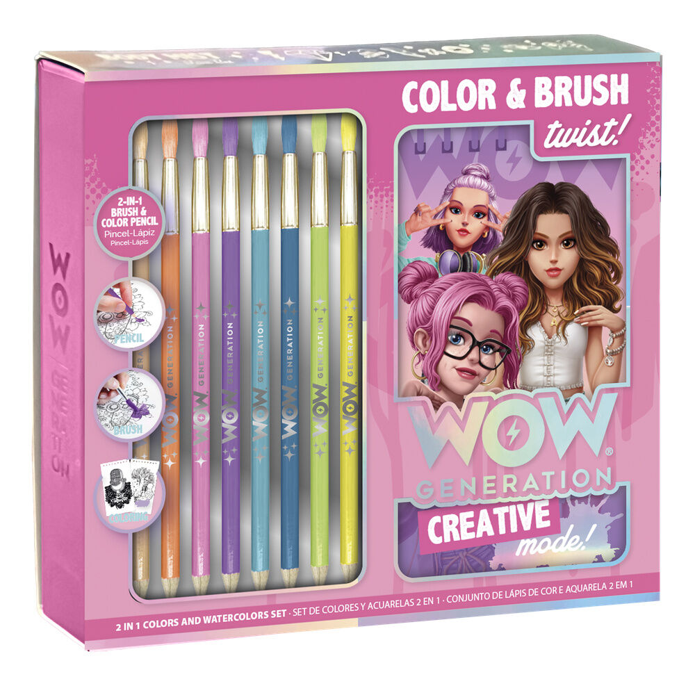 wow generation artist set with brush and watercolor pencils