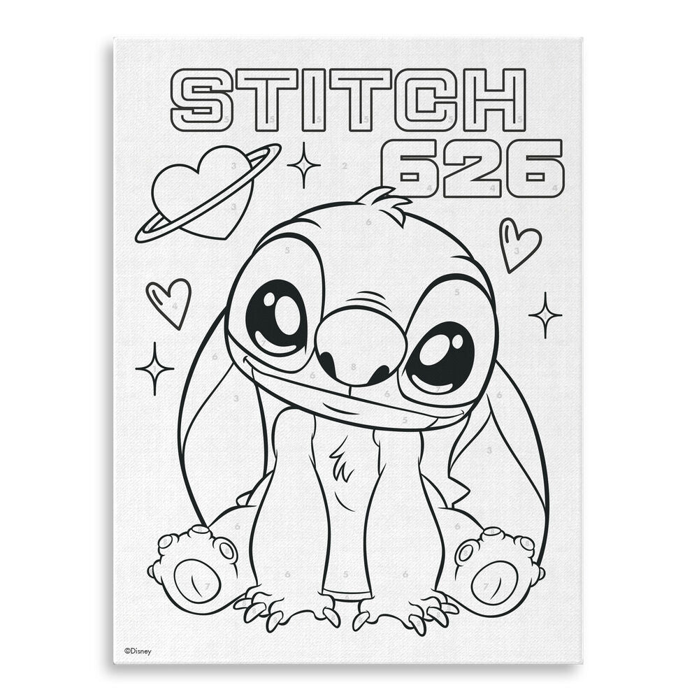 paint by numbers on canvas  watercolors stitch disney