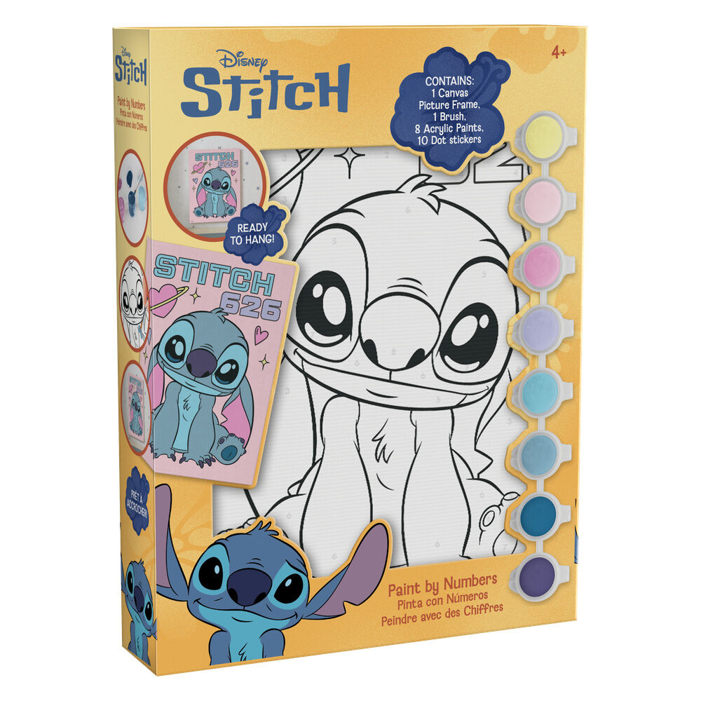 Pintura por números sobre lienzo  acuarelas Stitch Disney