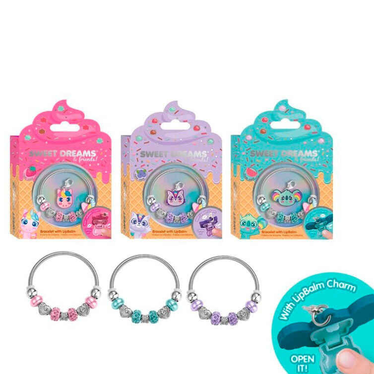 bracelet with assorted sweet dreams & friends lip balm