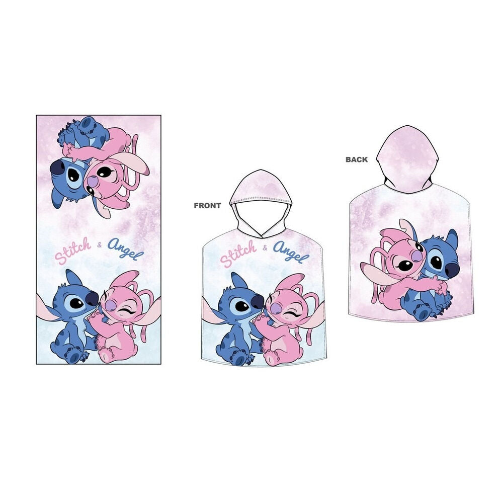 angel & stitch disney microfiber towel poncho
