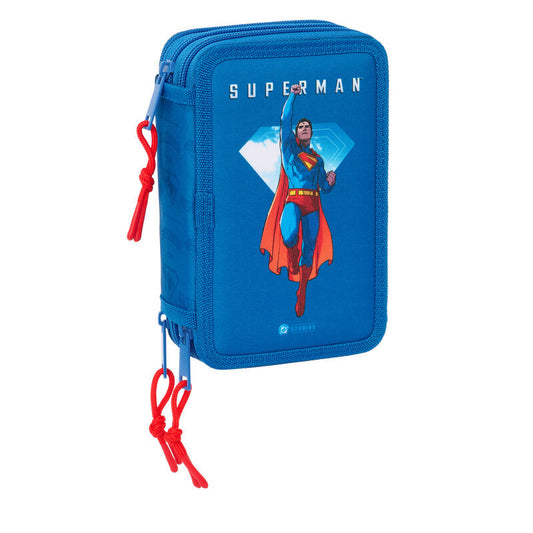 superman dc comics triple pencil case 37pcs