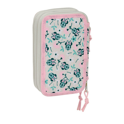 Trousse triple Minnie Disney menthe 37 pièces