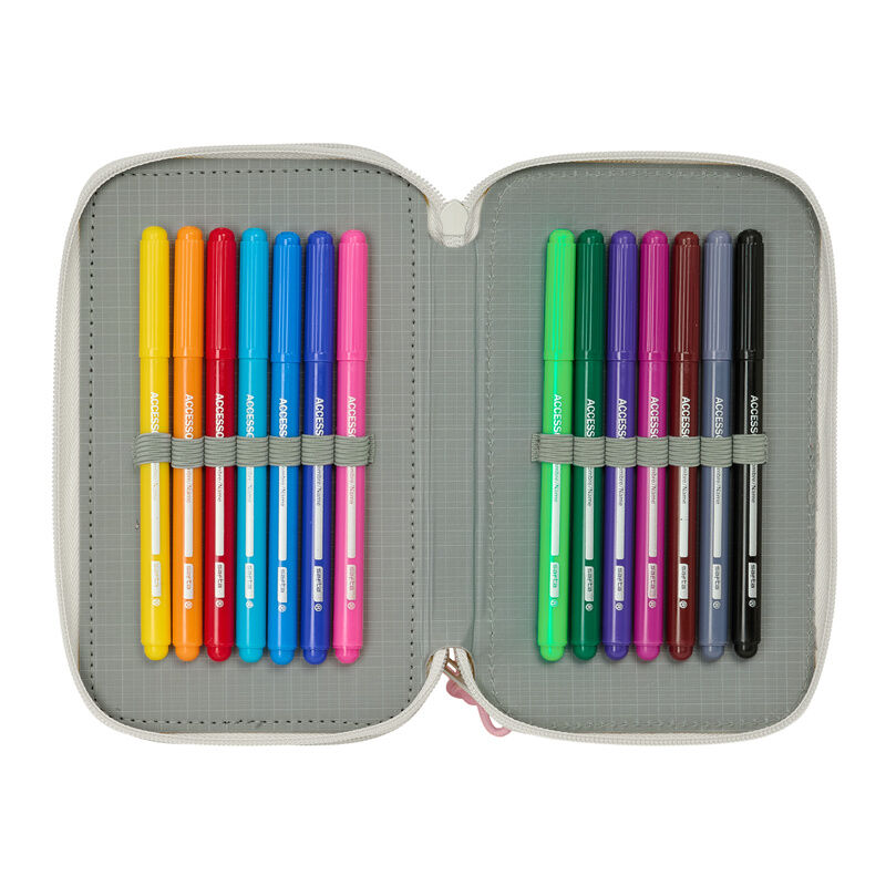 Trousse triple Minnie Disney menthe 37 pièces