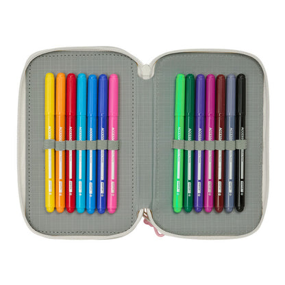 Trousse triple Minnie Disney menthe 37 pièces