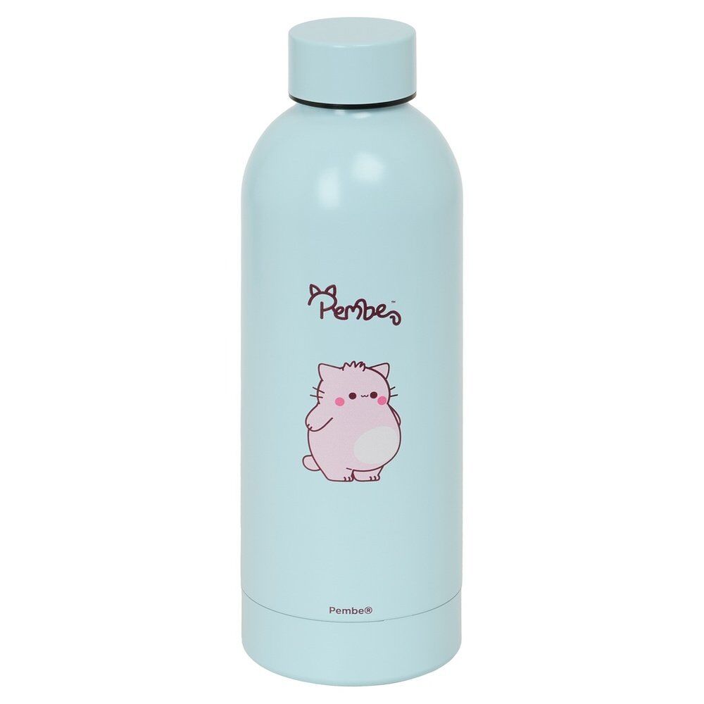 Botella termo de acero inoxidable de 500 ml con diseño de Pembe el gato rosa.