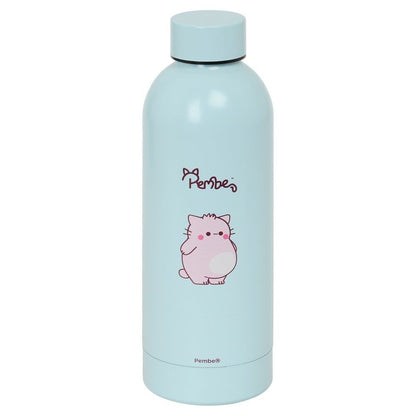 Botella termo de acero inoxidable de 500 ml con diseño de Pembe el gato rosa.