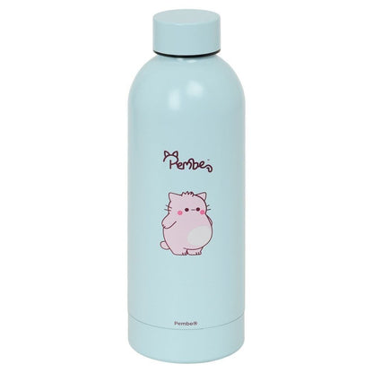 Botella termo de acero inoxidable de 500 ml con diseño de Pembe el gato rosa.