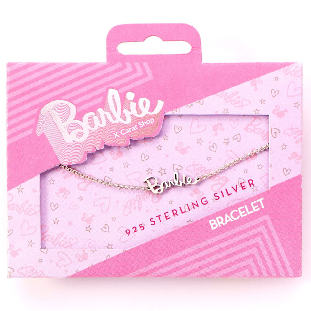 barbie logo name bracelet silver