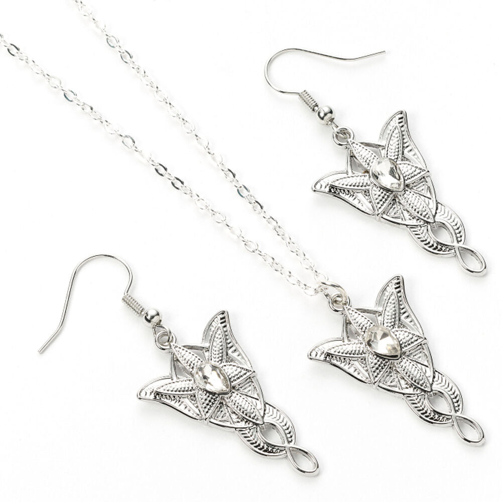 evenstar lord of the rings pendant and earring set