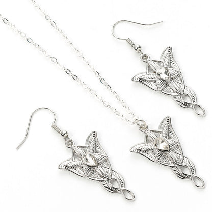 evenstar lord of the rings pendant and earring set