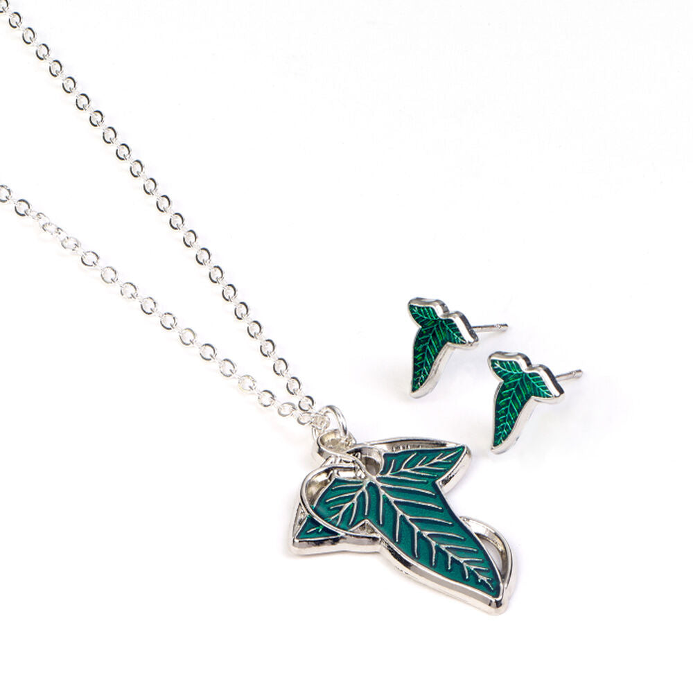 pendant and earring set the leaf of lorien the lord of the rings
