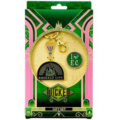 gift set keychain  pin emerald city hot air balloon wicked