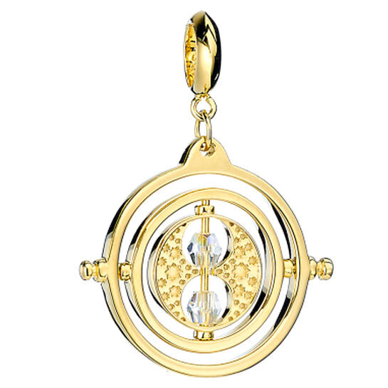 harry potter time turner charm  silver plated  gold plated
