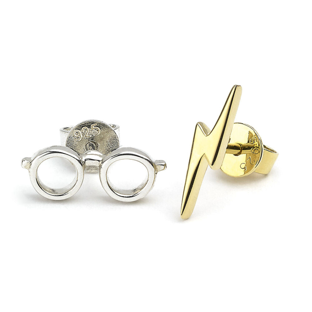 lightning bolt & glasses harry potter earrings  silver gold plated
