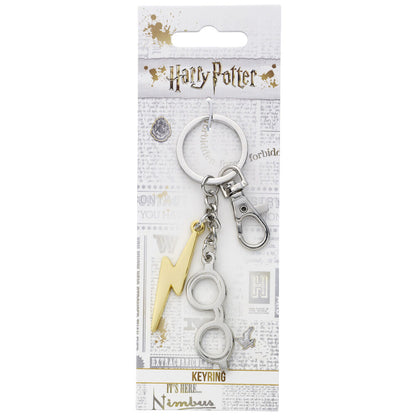 lightning bolt & glasses harry potter keychain