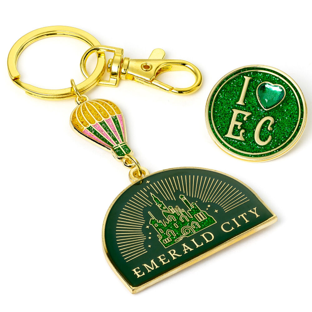 Gift set keychain + Pin Emerald City Hot Air Balloon Wicked