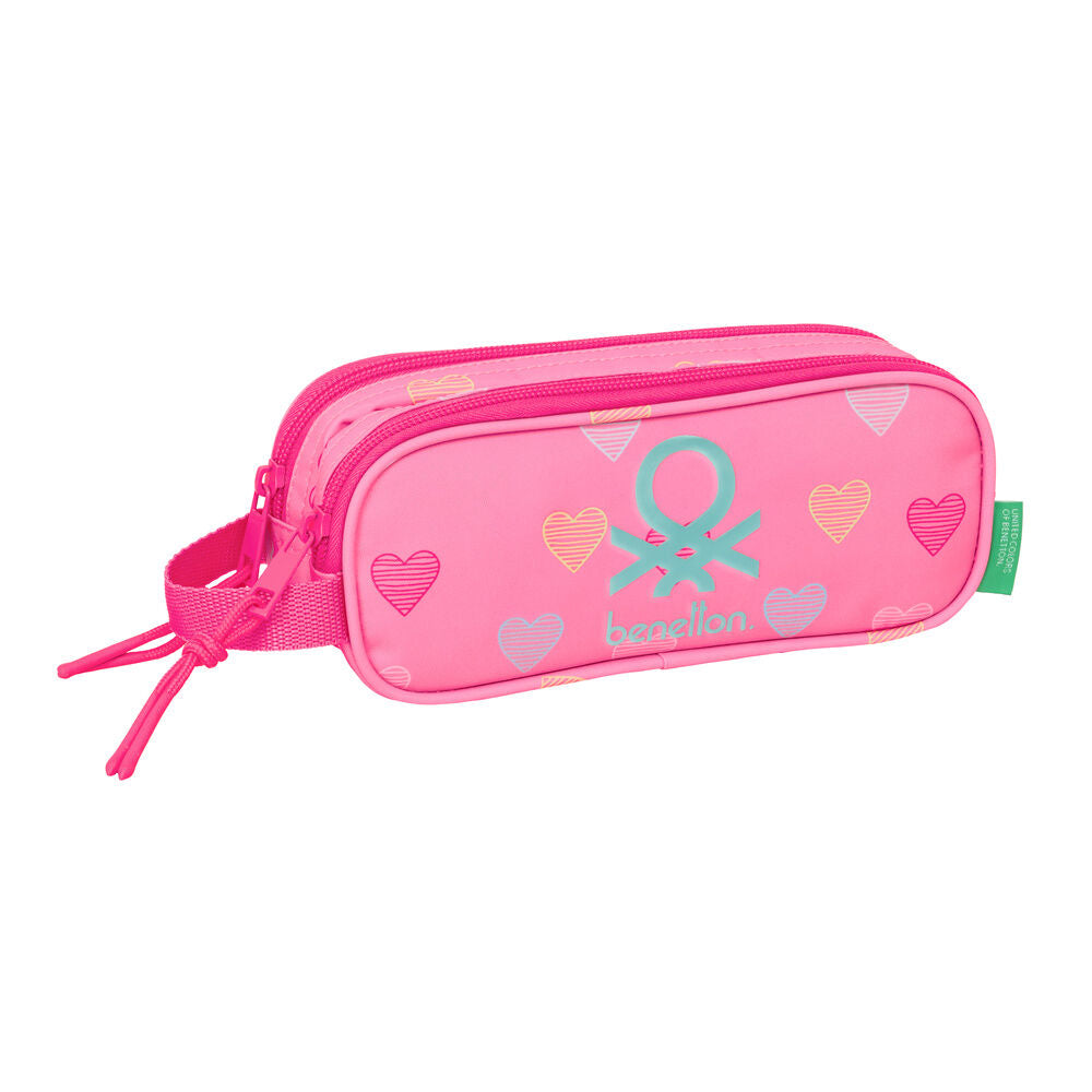 heart benetton double pencil case
