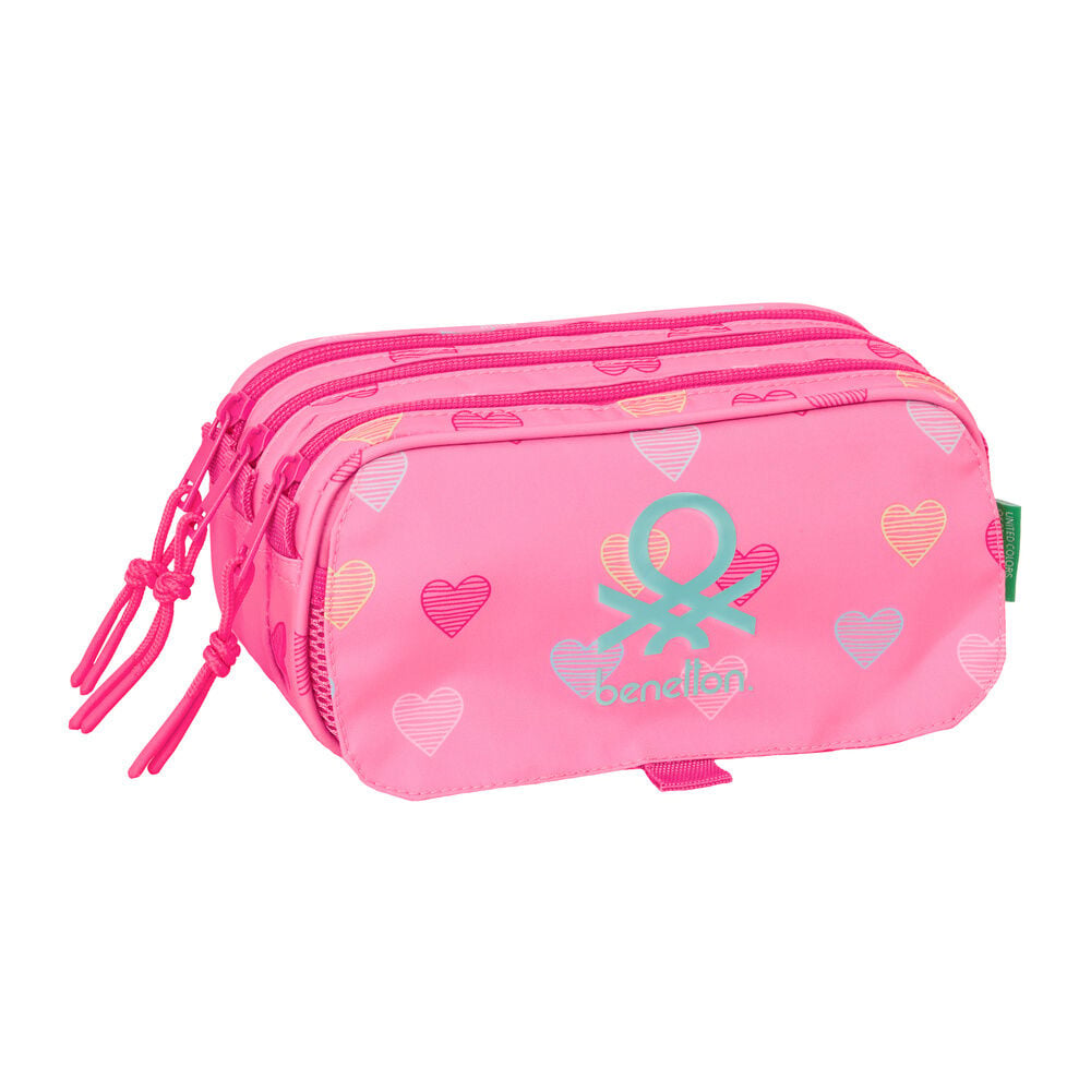 Heart Benetton triple pencil case