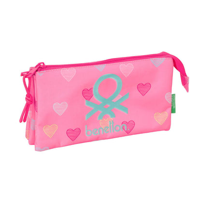 Heart Benetton triple pencil case