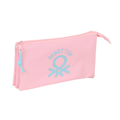 pastel pink benetton triple pencil case