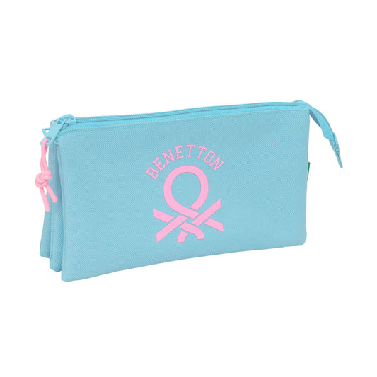 benetton triple light blue pencil case