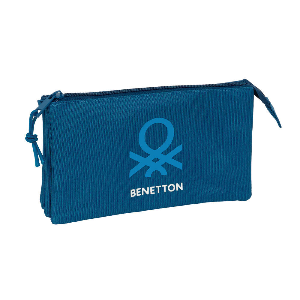 navy benetton triple pencil case