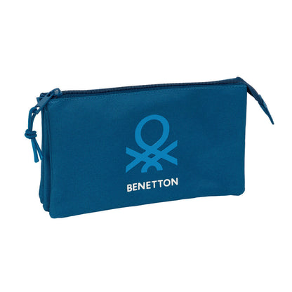 navy benetton triple pencil case
