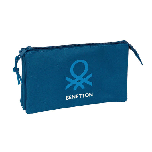 navy benetton triple pencil case