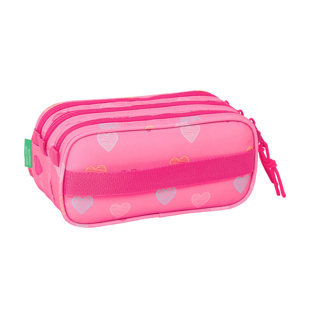 Heart Benetton triple pencil case