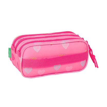 Heart Benetton triple pencil case