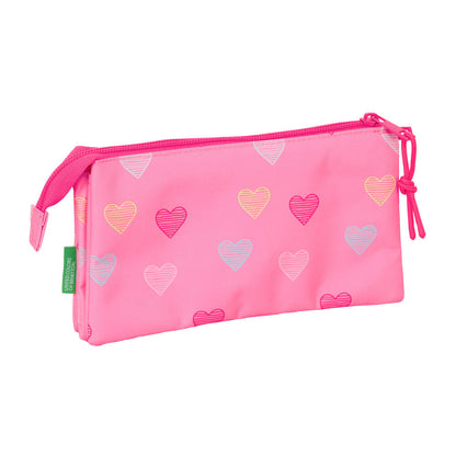 Heart Benetton triple pencil case