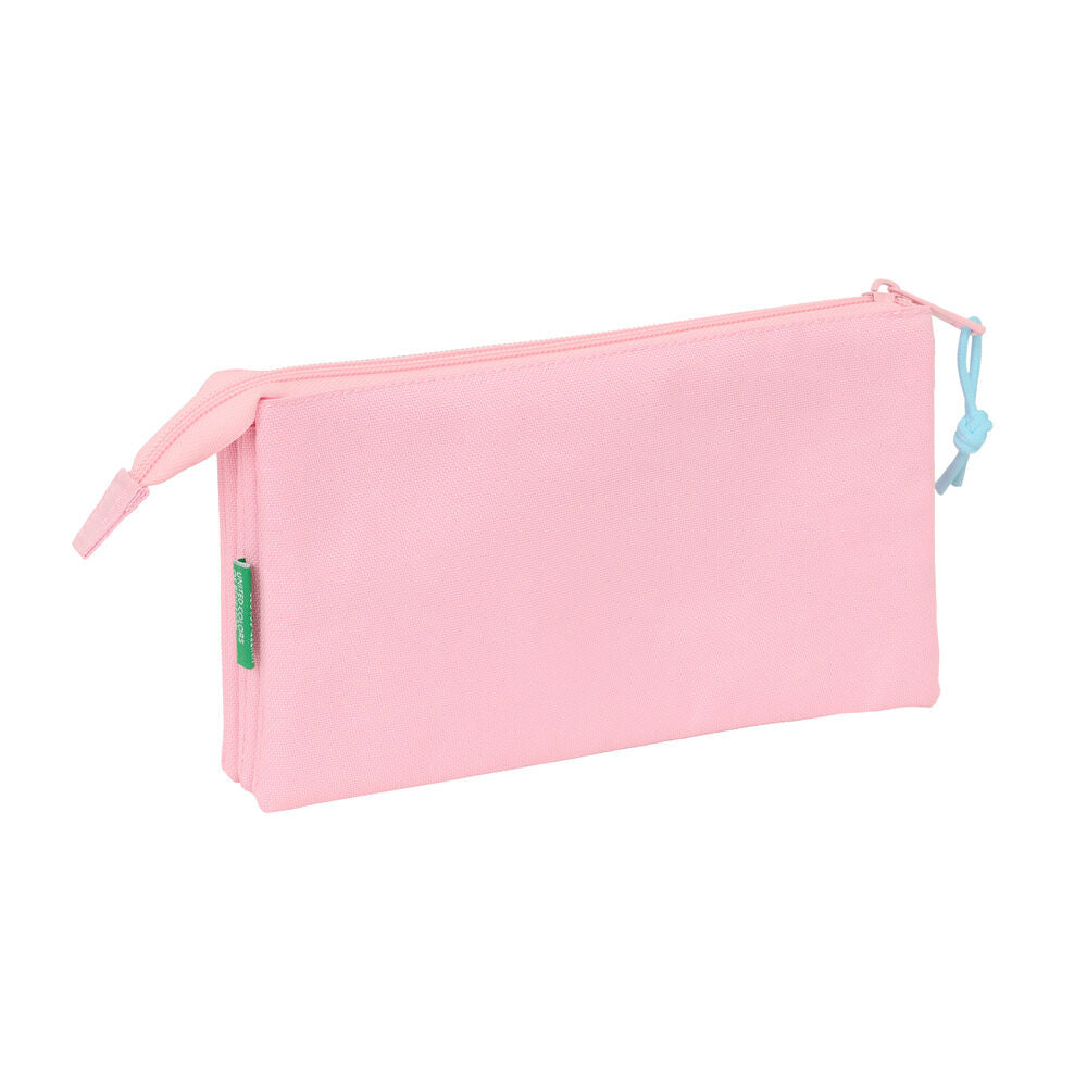 Astuccio triplo Benetton color rosa pastello
