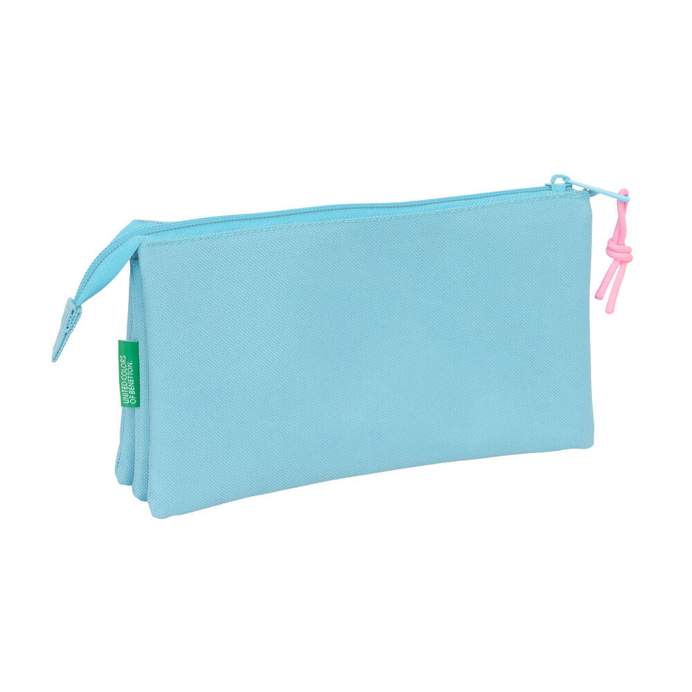 Trousse à crayons Benetton triple bleu clair