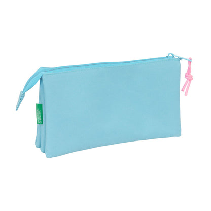 Trousse à crayons Benetton triple bleu clair