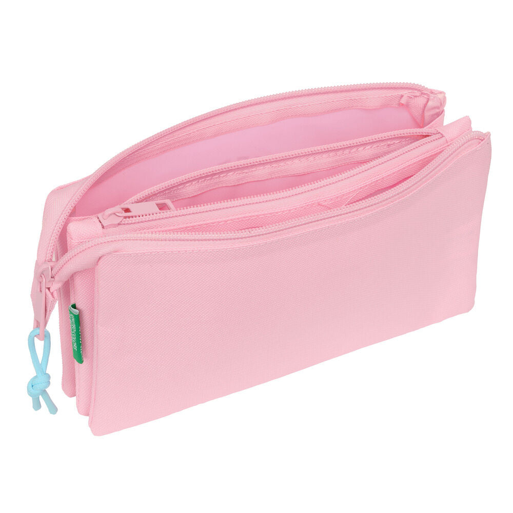 Astuccio triplo Benetton color rosa pastello