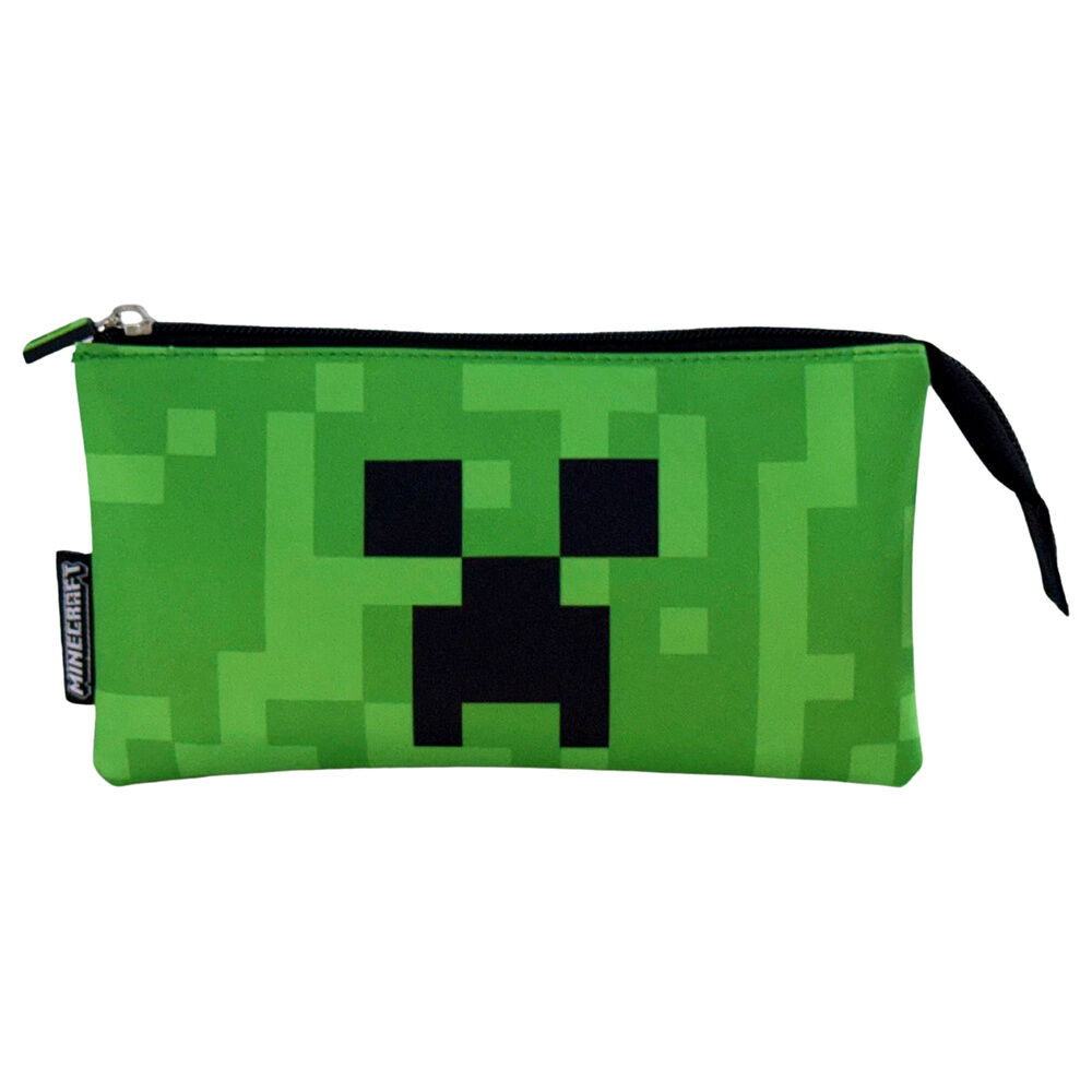 Face Minecraft triple zip bag