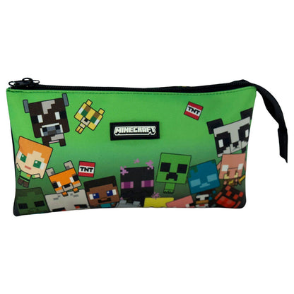 Minecraft Characters Triple Zip Bag