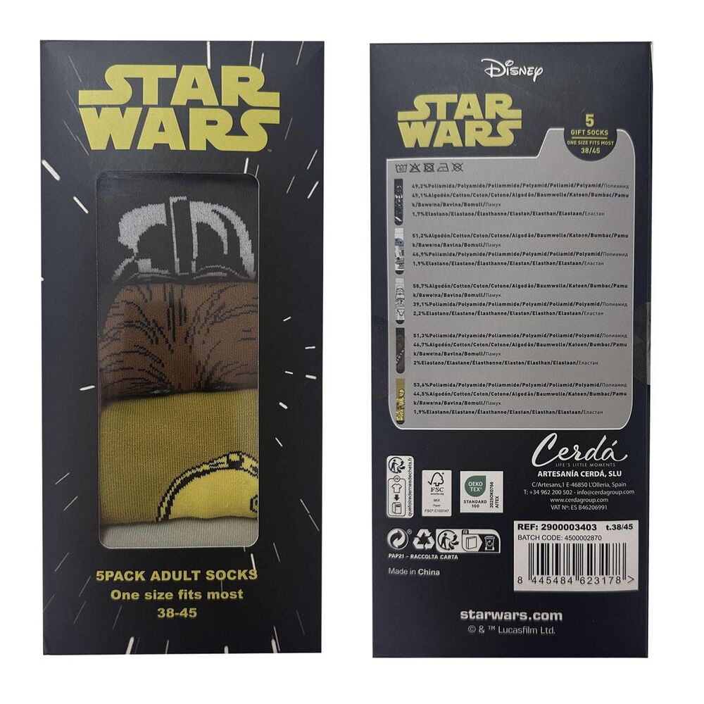 Blister pack of 5 pairs of Star Wars adult socks
