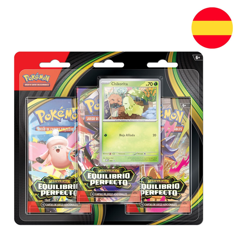blister pack of 3 perfect balance pokemon cards (spanish)