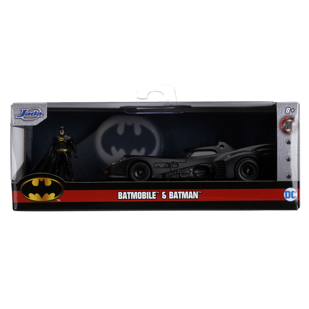 Batman figure blister pack + Batmobile car 1989 metal DC Comics