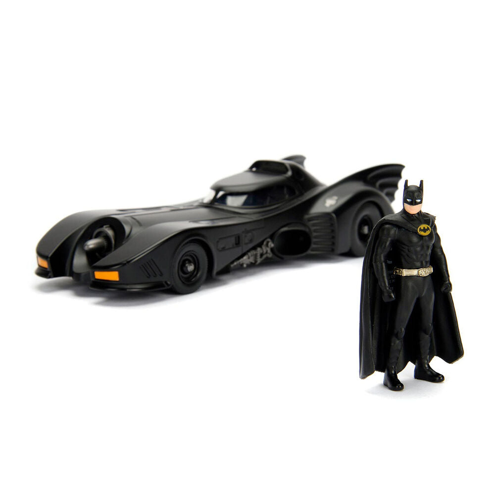 Batman figure blister pack + Batmobile metal car DC Comics