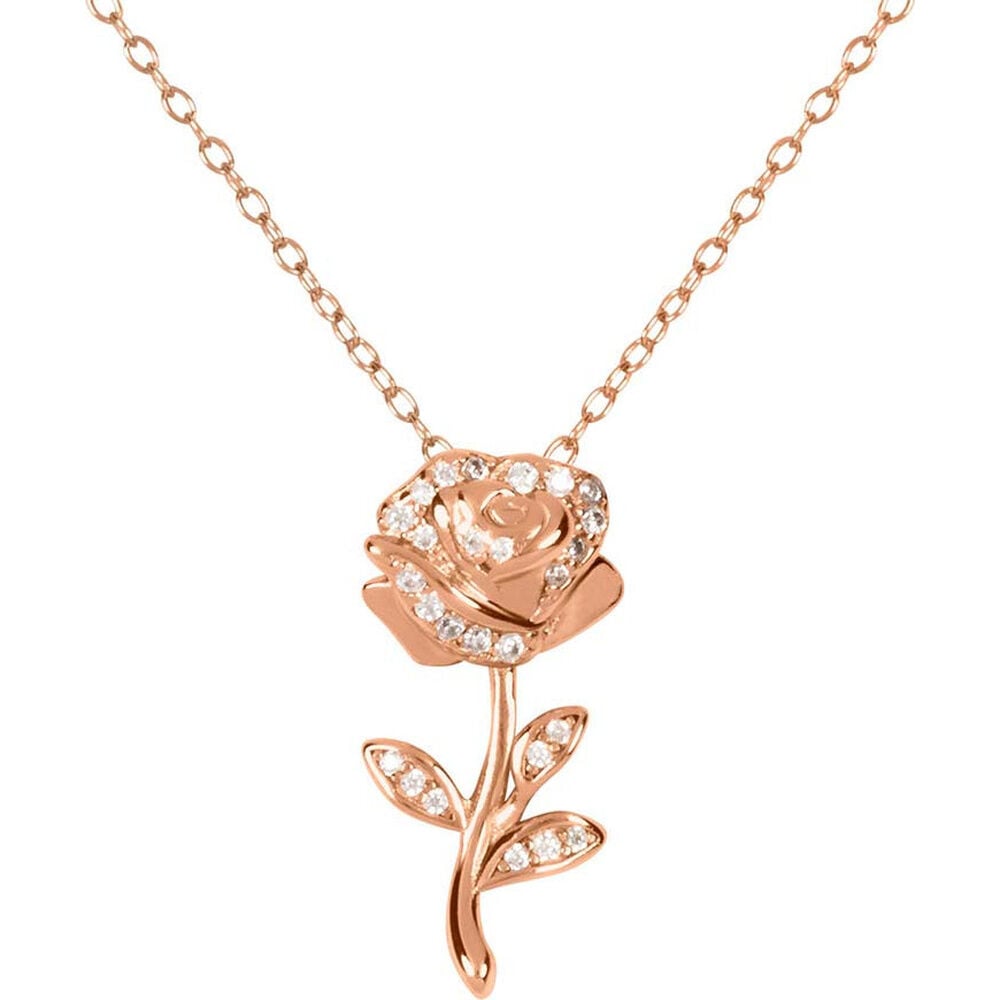 Disney Beauty and the Beast Rose Pendant in Silver