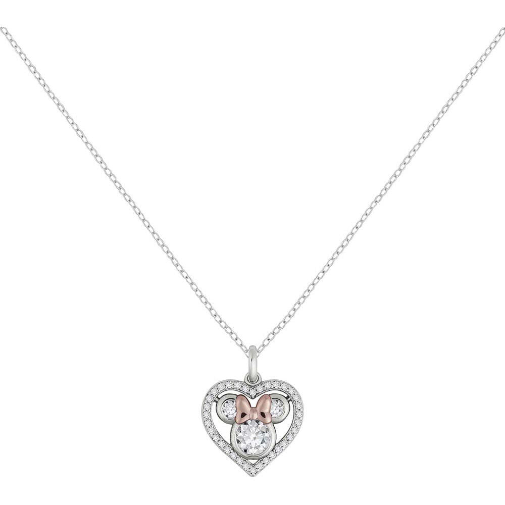 minnie mouse heart pendant  silver