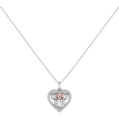 minnie mouse heart pendant  silver