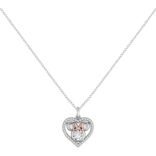 minnie mouse heart pendant  silver