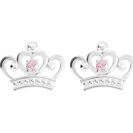 disney princess crown earrings in silver