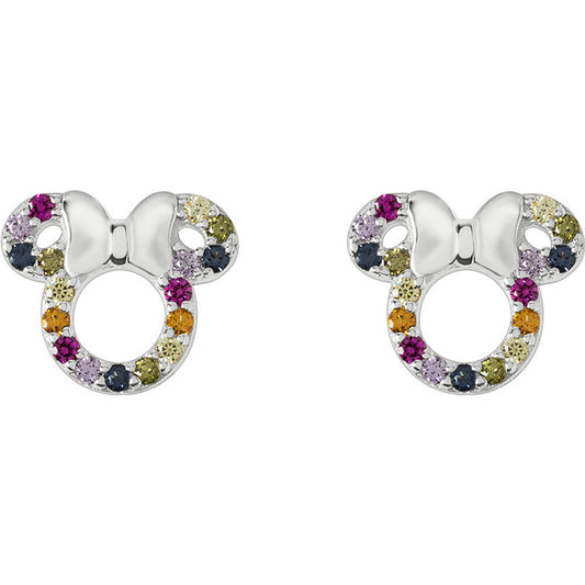 Rainbow Minnie Mouse earrings, silver