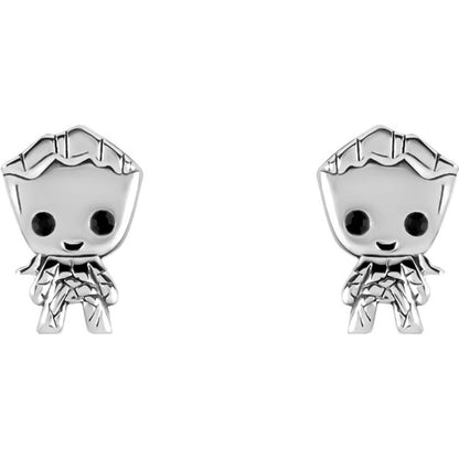 groot guardians of the galaxy marvel silver earrings