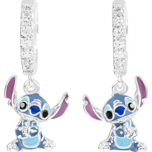 disney stitch charm earrings silver